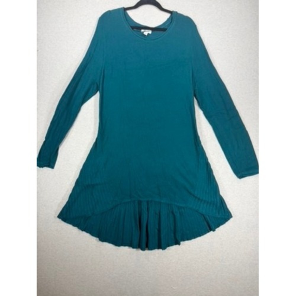 Style & Co Tunic Top Womens XXL Teal Green Excellent Pleated HighLow Long Sleeve
